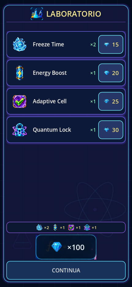 Laboratorio con i quattro power-up